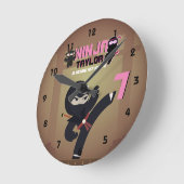NINJA Film Star Krieger Kickit Karate Kinder Runde Wanduhr (Winkel)