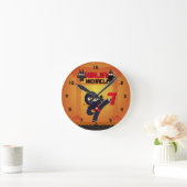 NINJA Film Star Krieger Kickit Karate Kinder Runde Wanduhr (Zuhause)