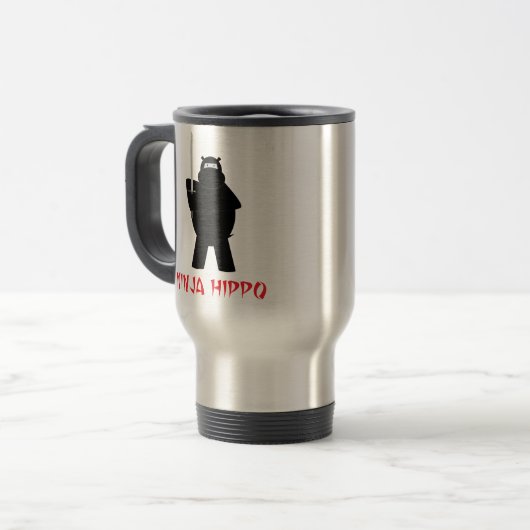 Ninja Flusspferd-Reise-Tasse Reisebecher (Vorderseite Links)