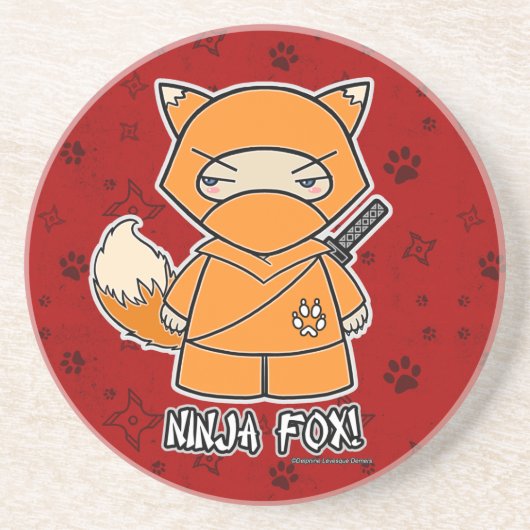 Ninja Fox! Ninjadorables Rot-Untersetzer Sandstein Untersetzer (Vorne)