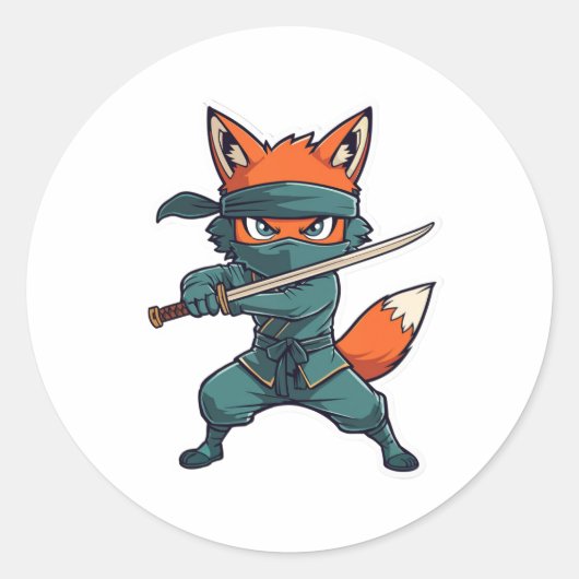 Ninja Fox Sticker – Süßer Fuchs Vinyl-Aufkleber (Vorderseite)