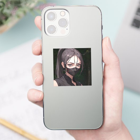 Ninja Frau mit Maske Aufkleber (Telefon)