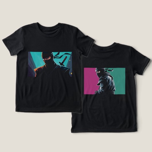 Ninja Front und Back Tri-Blend Shirt (Design Vorderseite & Rückseite)