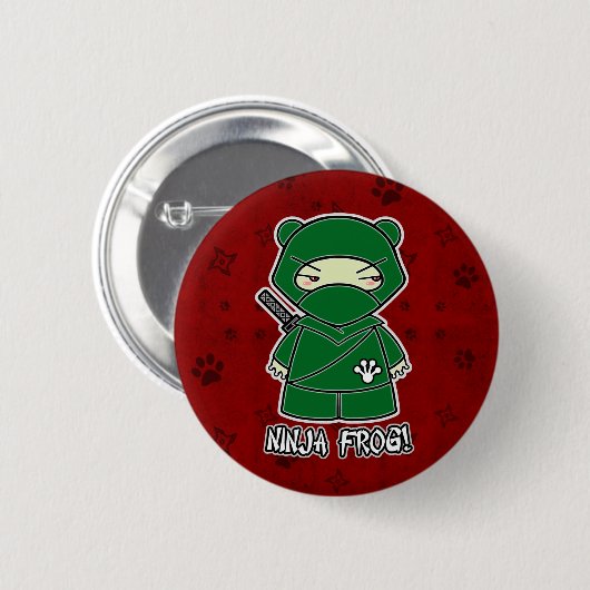 Ninja Frosch! Im roten Knopf Button (Vorne & Hinten)