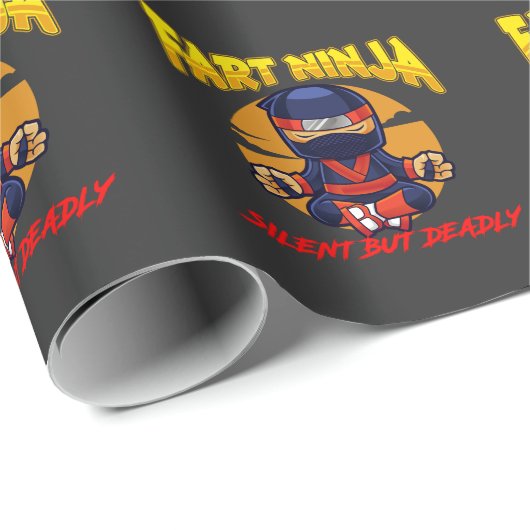 Ninja Furz Spaß Karate Silent Farting Joke Geschenkpapier (Rolleneckpunkt)
