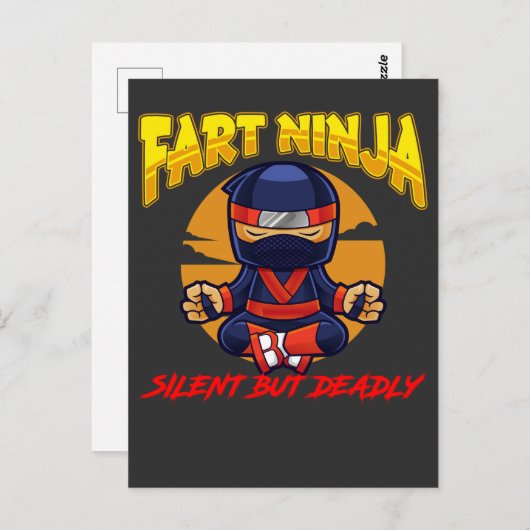 Ninja Furz Spaß Karate Silent Farting Joke Postkarte (Vorne/Hinten)