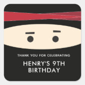 Ninja Gastgeschenk Labels Quadratischer Aufkleber (Vorderseite)