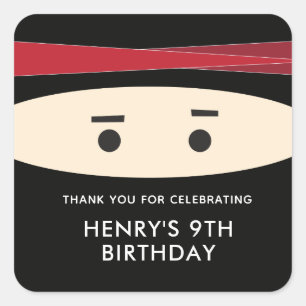 Ninja Gastgeschenk Labels Quadratischer Aufkleber