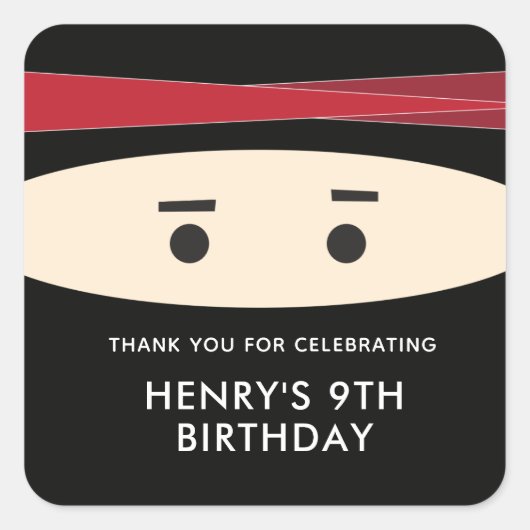 Ninja Gastgeschenk Labels Quadratischer Aufkleber (Vorderseite)