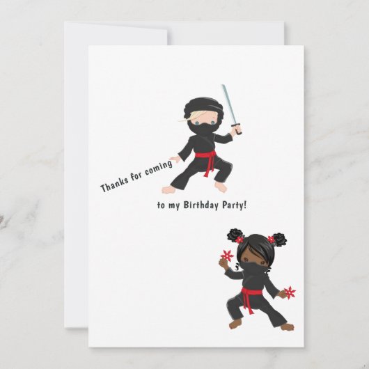 Ninja-Geburtstag Dankeskarte (Vorderseite)
