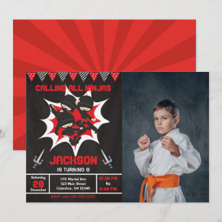 Ninja-Geburtstags-Karate-Ninja-Party-Foto Einladung