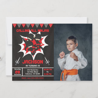 Ninja-Geburtstags-Karate-Ninja-Party-Foto Einladung