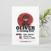 Ninja-Geburtstagseinladung Einladung (Stehend Vorderseite)