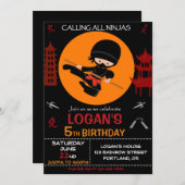 Ninja Geburtstagseinladung Ninja Krieger einladen Einladung (Vorne/Hinten)