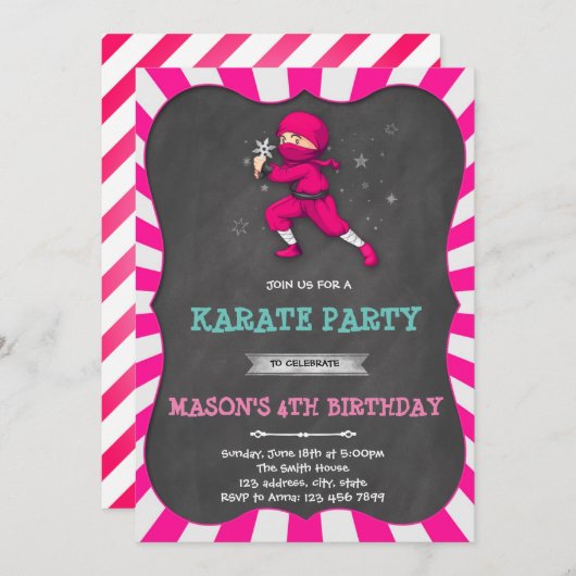 Ninja-Geburtstagsparty Einladung (Vorne/Hinten)