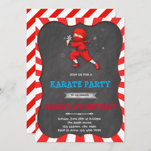 Ninja-Geburtstagsparty Einladung (Vorne/Hinten)