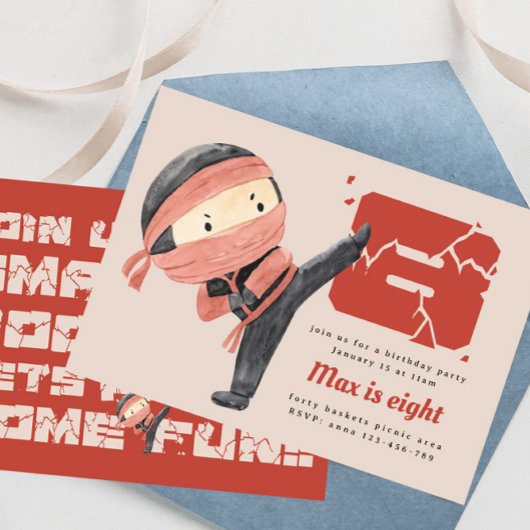 Ninja Geburtstagsparty, Jungs 8. Geburtstag Einladung