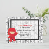 Ninja Geburtstagsthema Einladung (Stehend Vorderseite)