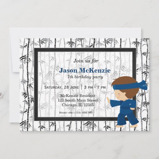 Ninja Geburtstagsthema Einladung (Vorderseite)