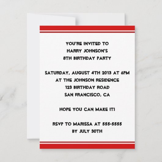 Ninja-Gesicht Einladung (Rückseite)