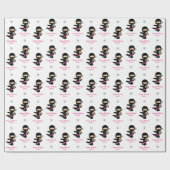 Ninja Gift Wrap Girl Pink Black Personalisiert Geschenkpapier (Flach)
