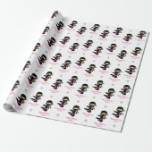 Ninja Gift Wrap Girl Pink Black Personalisiert Geschenkpapier (Ungerollt)