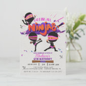 Ninja Girl Birthday Einladung (Stehend Vorderseite)