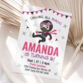 Ninja Girl Birthday Einladung, Niedlich Pink Karat Einladung