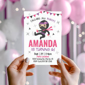 Ninja Girl Birthday Einladung, Niedlich Pink Karat Einladung