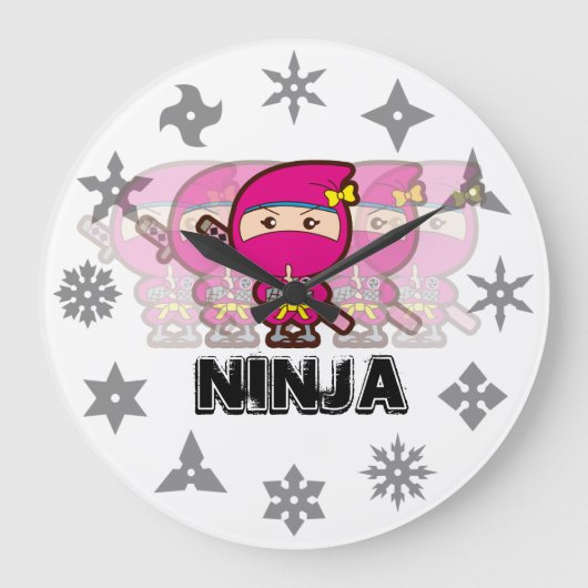 Ninja Girl Große Wanduhr (Vorderseite)