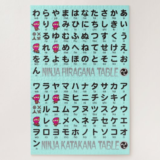 Ninja Girl Japanese Hiragana & Katakana Table Puzzle (Vertikal)
