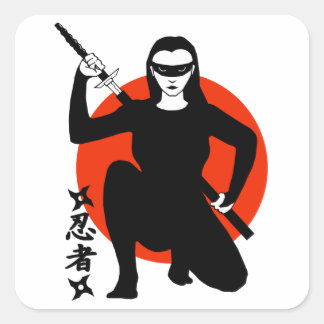 Ninja Girl Quadratischer Aufkleber