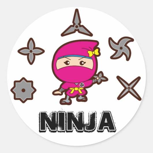 Ninja Girl Runder Aufkleber (Vorderseite)