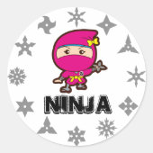 Ninja Girl Runder Aufkleber (Vorderseite)