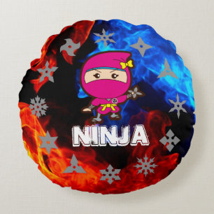 Ninja Girl Rundes Kissen