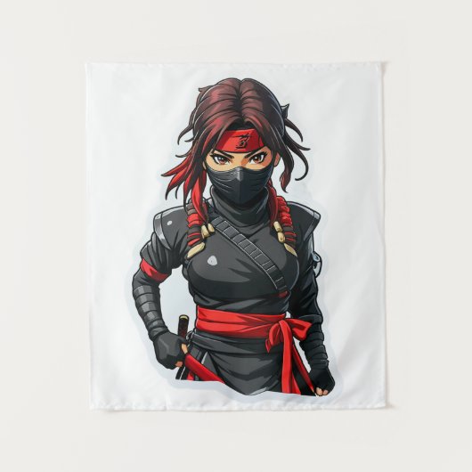 Ninja Girl Wandteppich (Vorderseite)