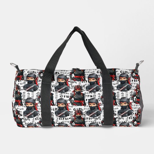 Ninja Girls Anime With Text Pattern Design Duffle Bag (Vorderseite)