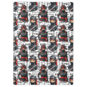 Ninja Girls Anime With Text Pattern Design Klemmbrett (Rückseite)