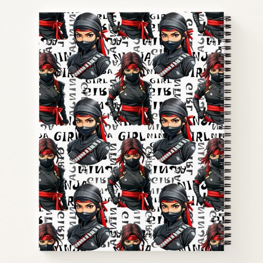 Ninja Girls Anime With Text Pattern Design Notizblock (Rückseite)