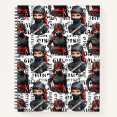 Ninja Girls Anime With Text Pattern Design Notizblock (Vorderseite)