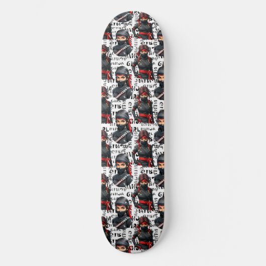 Ninja Girls Anime With Text Pattern Design Skateboard (Vorderseite)