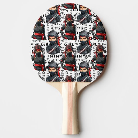 Ninja Girls Anime With Text Pattern Design Tischtennis Schläger (Vorderseite)