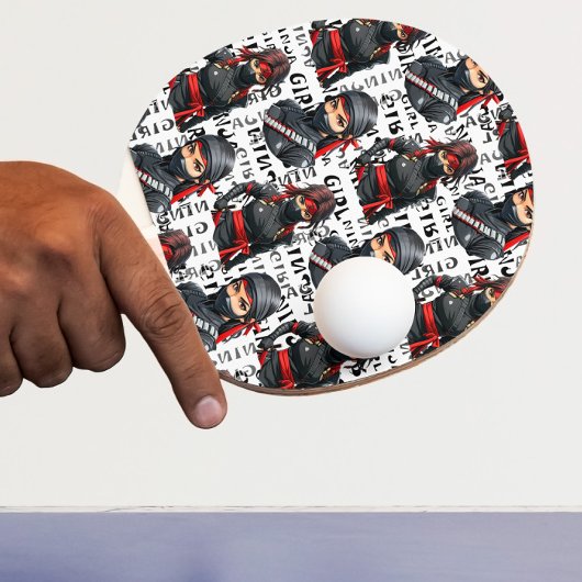 Ninja Girls Anime With Text Pattern Design Tischtennis Schläger