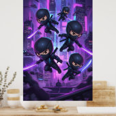 Ninja hält glühendes Schwert in futuristischer Sta Poster (Küche)