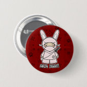 Ninja Häschen! Im roten Knopf Button (Vorne & Hinten)