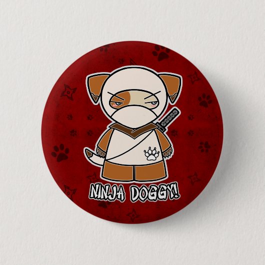 Ninja Hündchen! Im roten Knopf Button (Vorderseite)