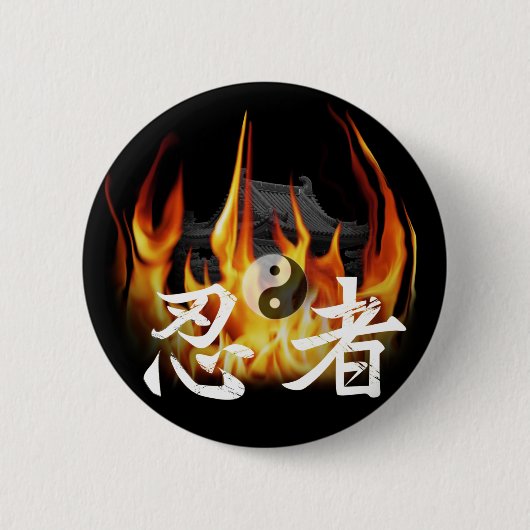 Ninja im Feuer Button (Vorderseite)