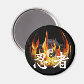 Ninja im Feuer Magnet (Vorderseite/Rückseite)