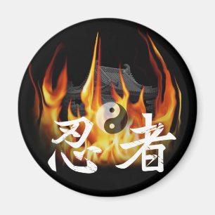 Ninja im Feuer Magnet