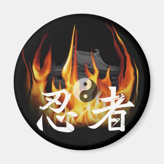 Ninja im Feuer Magnet (Vorne)
